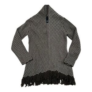 Carol Little Brown Knit Open Front Cardigan with Fringe - Womens Size Small